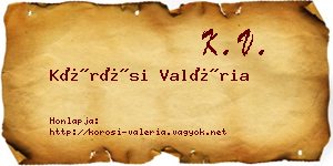 Kőrösi Valéria névjegykártya